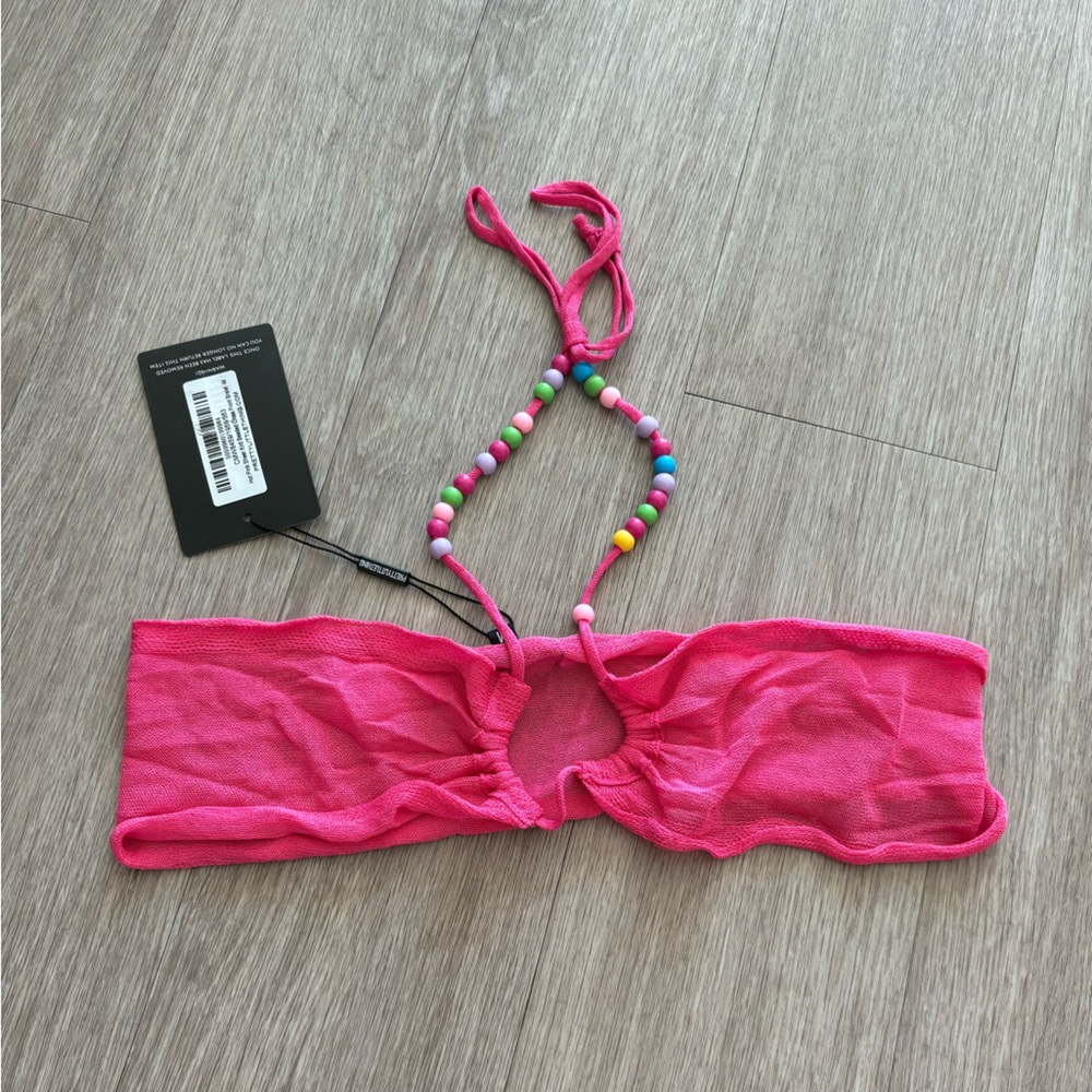 PrettyLittleThing Pink Top with Colorful Beads